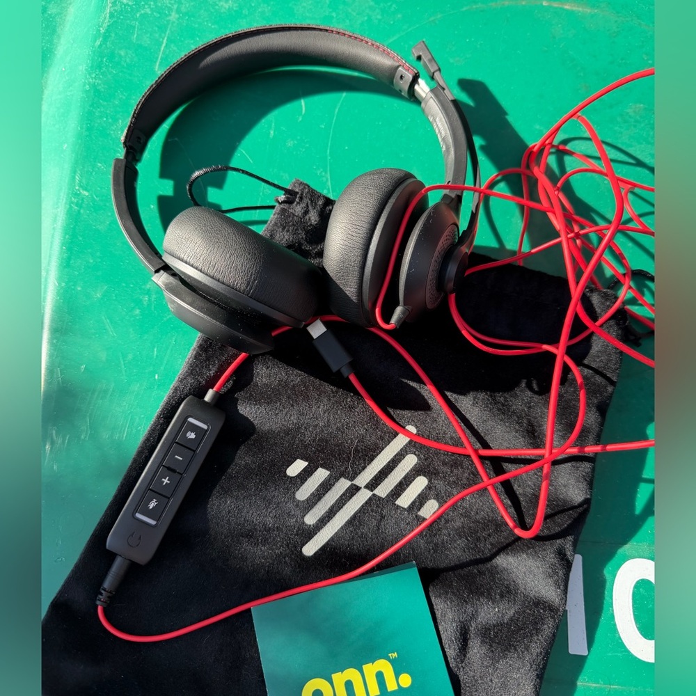 Onn Black and Red Over-Ear Headphones